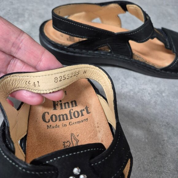 41 Finn Comfort Calvia Black Leather Sandals - Picture 7 of 10
